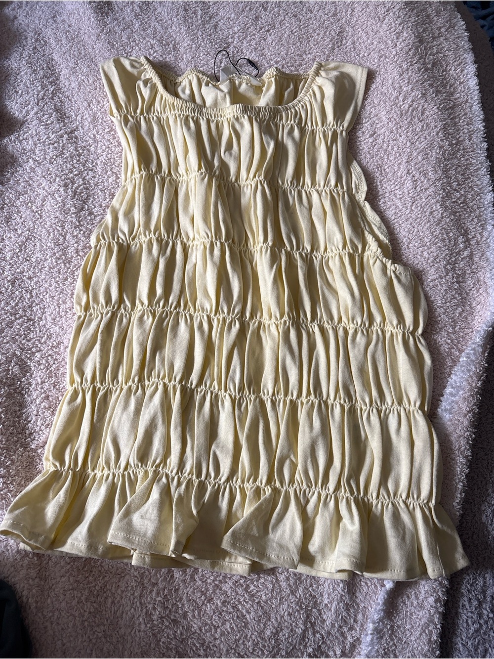 Zara Pale Yellow Ruched Sleeveless Dress